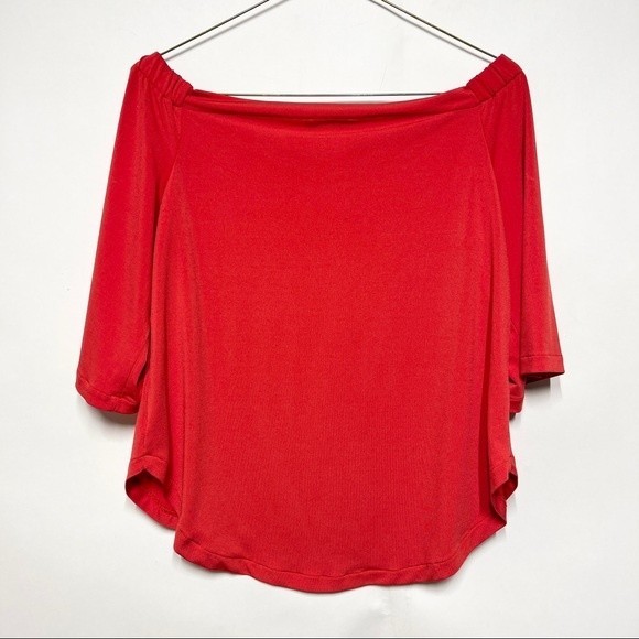 H by Halston Off the Shoulder Elastic Shoulder Top in Red S NWOT - Picture 2 of 8